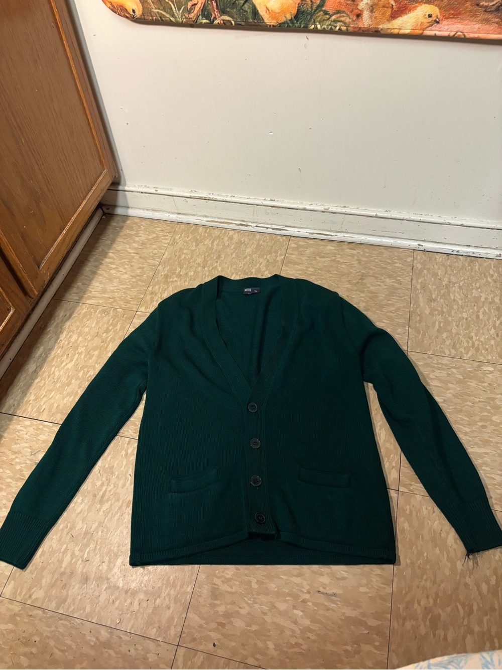 Men's Deep Forest Green V-Neck Button Cardigan